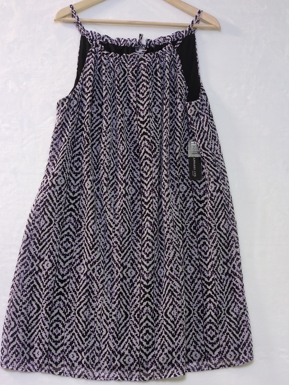 NWT Soho Apparel Purple Geometric Halter Chiffon Dress 16 Plus Tie Back Mini